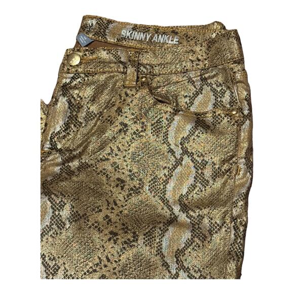 Snake print gold & brown low rise skinny ankle pants from NY & CO size 10 - Picture 3 of 13